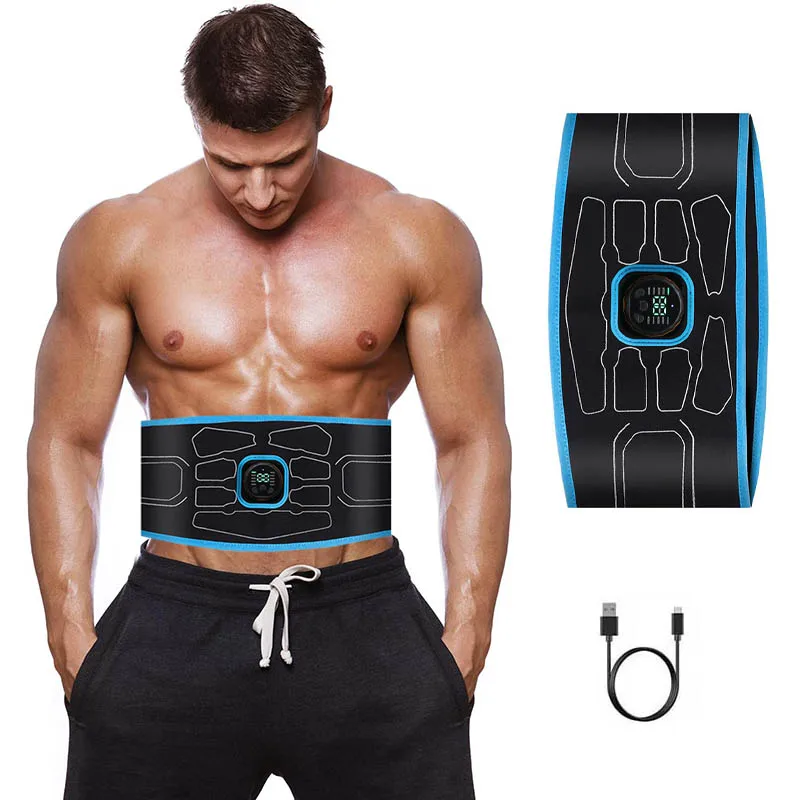 EMS Muscle Stimulator Massage Abs Trainer Abdominal Toning Belt Abdomen Waist USB Rechargeable Body Exercise Fitness Equipment