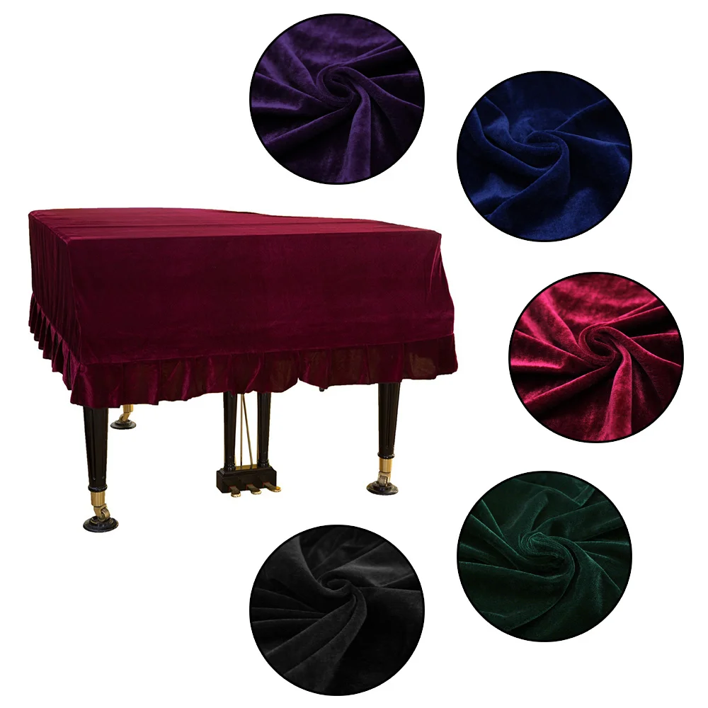 1x Velvet Piano Dust Cover Grand Piano Full Cover Furniture Anti-Scratch Protective Washable Instrument Accessories