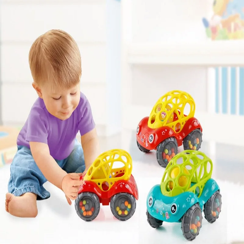 

1pc Baby Car Doll Toy Crib Mobile Bell Rings Grip Gutta Percha Hand Catching Balls For Newborns 0-12 Months Infant Toys Gifts