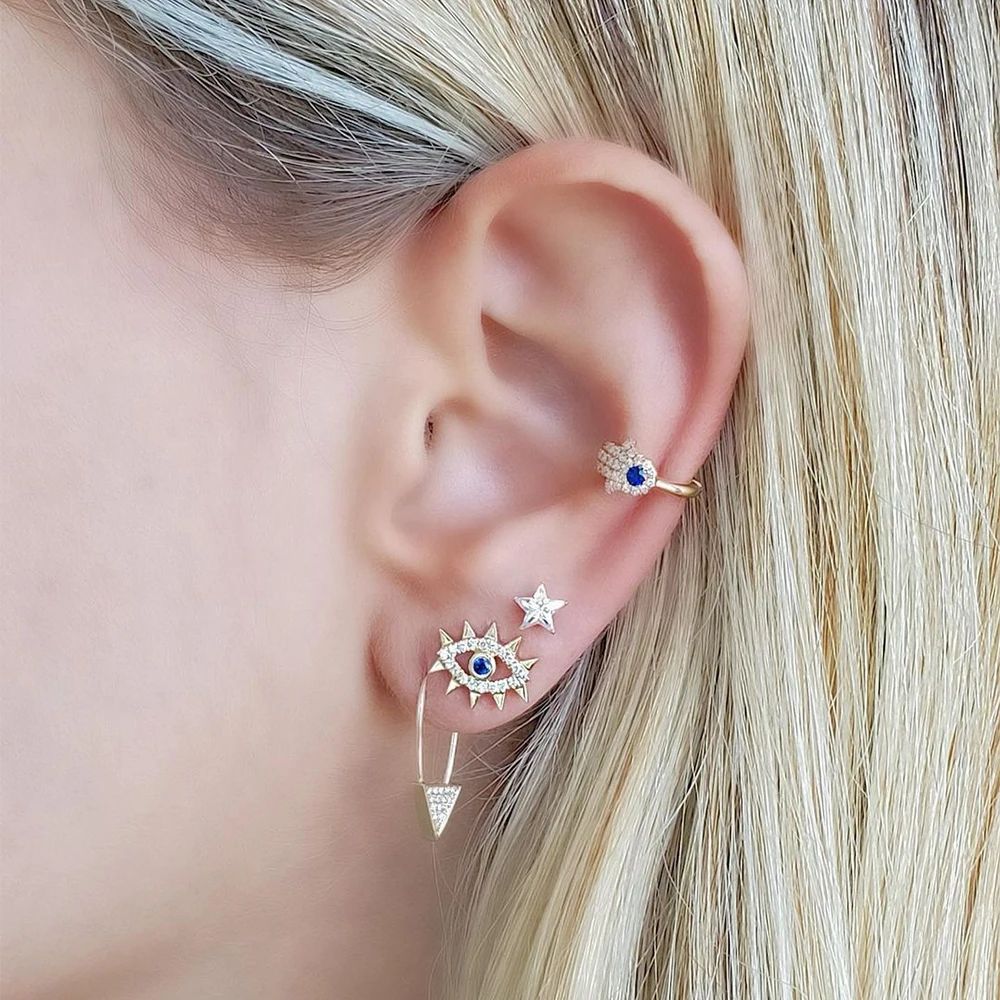 New Trendy Luxury Rhinestone Evil Eye Drop Earrings for Women Micro Pave Zircon CZ Eyes Earring Statement Charms Jewelry Gift