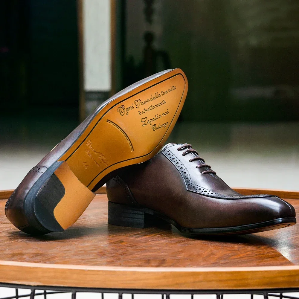 Men's Dress Shoes Size 39-46 Genuine Leather Pointed Toe Lace