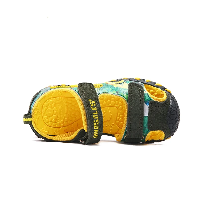 EXDINO Children\'s Sandals T-REX Kids Summer Beach Shoes Leather Closed Toe  Dinosaur 2023 New Boys Girls Outdoor Casual Sandals
