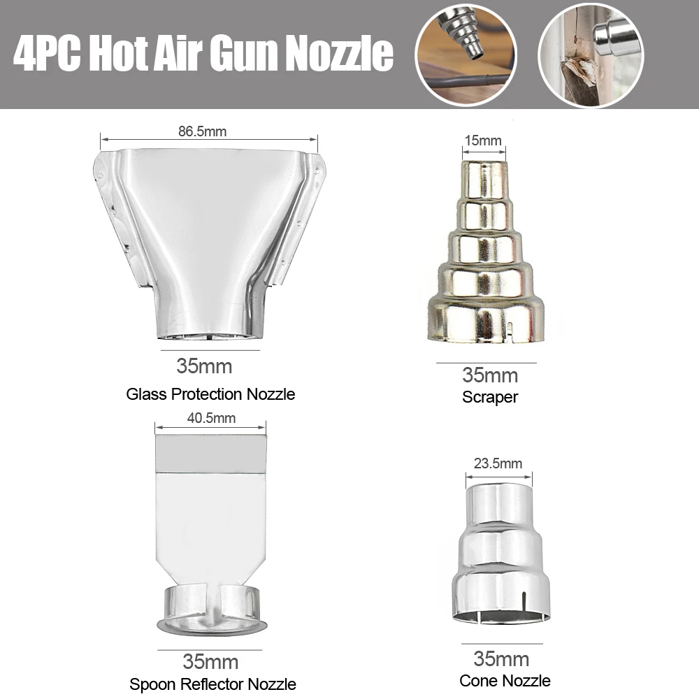 4PCS/lot Heat Gun Nozzles Electric Kit Accessories DIY Industrial Hot Air Gun Tools Shrink Wrap 2