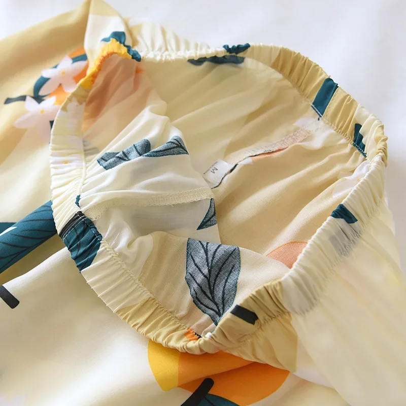 Spring and summer new 100% viscose pajamas two-piece long-sleeved trousers women's flowers comfortable plus size homewear suit