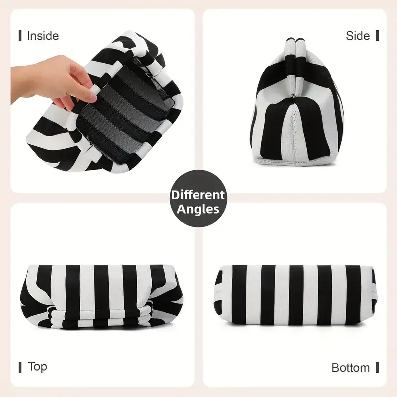 Woven Crochet Handbag Striped Colorblock Clutch Purse Ruched Bag Versatile Casual Beach Clutch Bag For Daily Commute Vacation