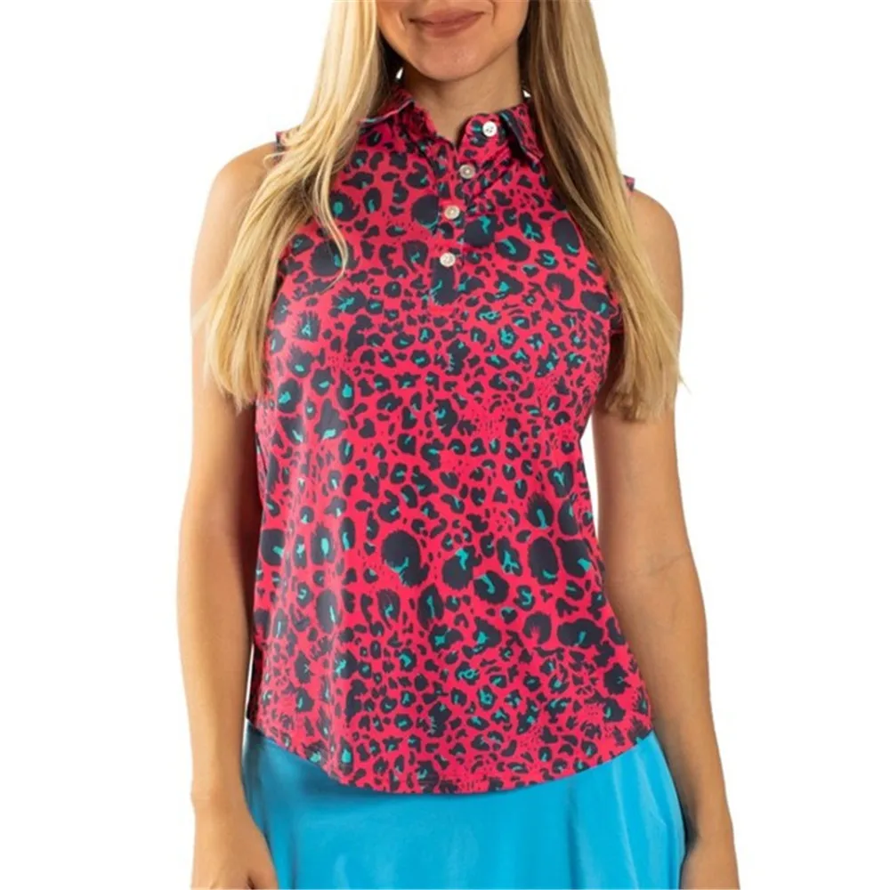 Women's Golf Sleeveless Polo Shirt Sports Elastic Big Horse T-shirt Soldier Table Tennis Badminton Tennis Jersey Quick Dry Top