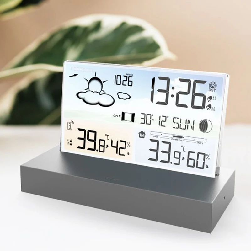 Stație meteo digitală multifuncțională, prognoză meteo, ceas cu alarmă, senzor de temperatură interioară și exterioară, contor de umiditate, calendar_voghion.com