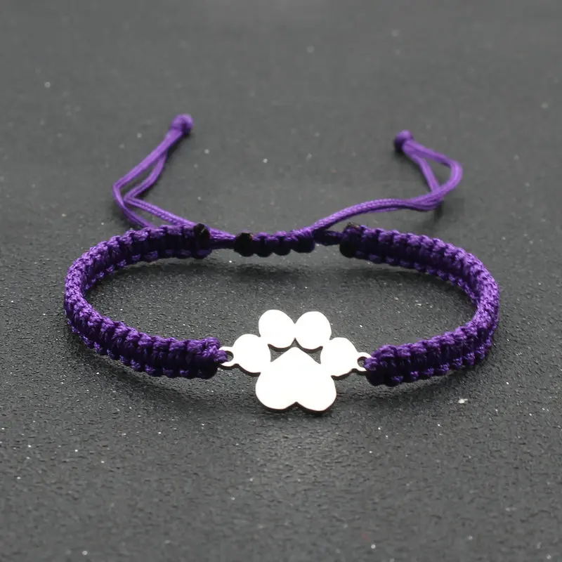 Stainless Steel Bear Claw Charm Bracelet Handmade Braided Adjustable Friendship Bracelets for Women Men Couples bracelet jewelry