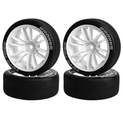 4pcs 1/10 65mm Hard Drift Tire Set for RC On - Road Touring Cars (White Set)
