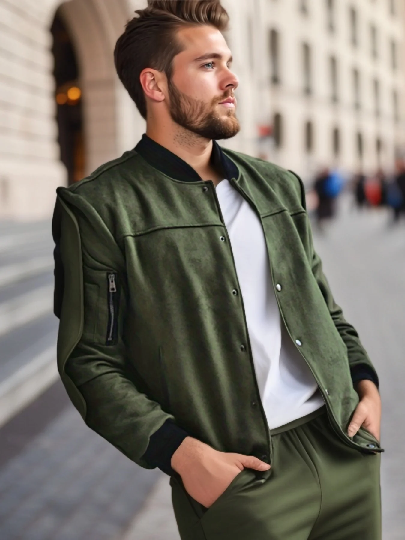 Men's Fashion Jacket Autumn Clothing Solid Color Classic Casual Pocket Design Outerwear Coat High Quality Male Streetwear