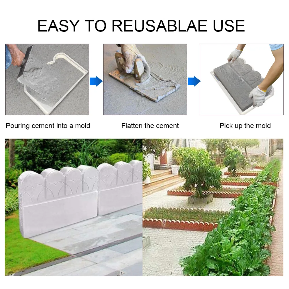 Garden Path Molds Stone Brick Path Mold 42x25x5cm Plastic Making DIY Paving Mould Home Garden Floor Road Concrete Molds