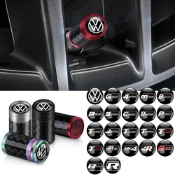 4pcs Carbon Fiber Car Wheel Tire Valve Caps Tyre Rim Stem Covers For Volkswagen VW Golf Polo Tiguan GTI Touareg TDI Blue Motion