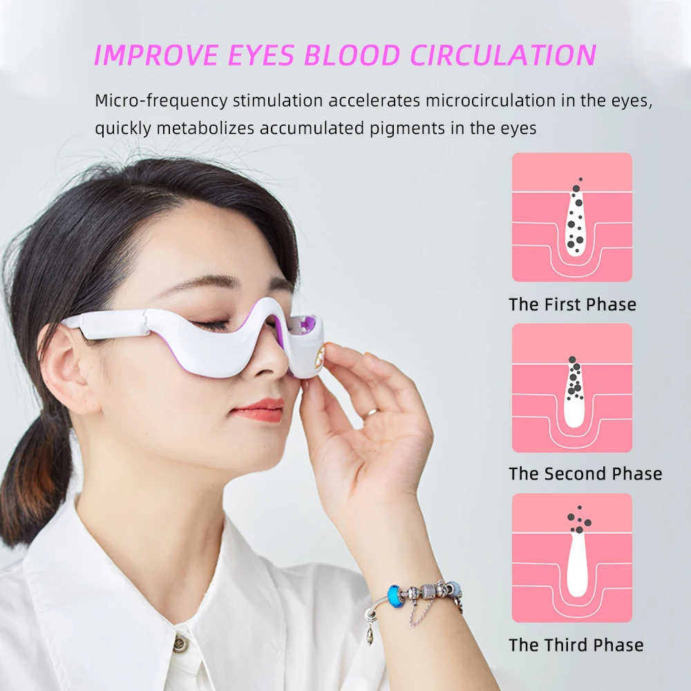 EMS Micro Current Pulse Hot Compress Eye Massager Vibration Eye Patch Relief Eye Wrinkles Remove Dark Circles Eye Skin Tightenin