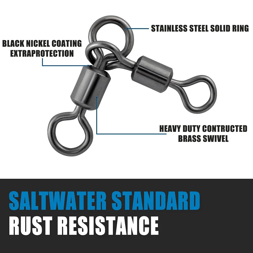 Fishing Connector 25Pcs 3 Way Swivels Soft Bait 360&deg; Fast T Turn Swivel Connecting Ring Tool Tackle Accessories