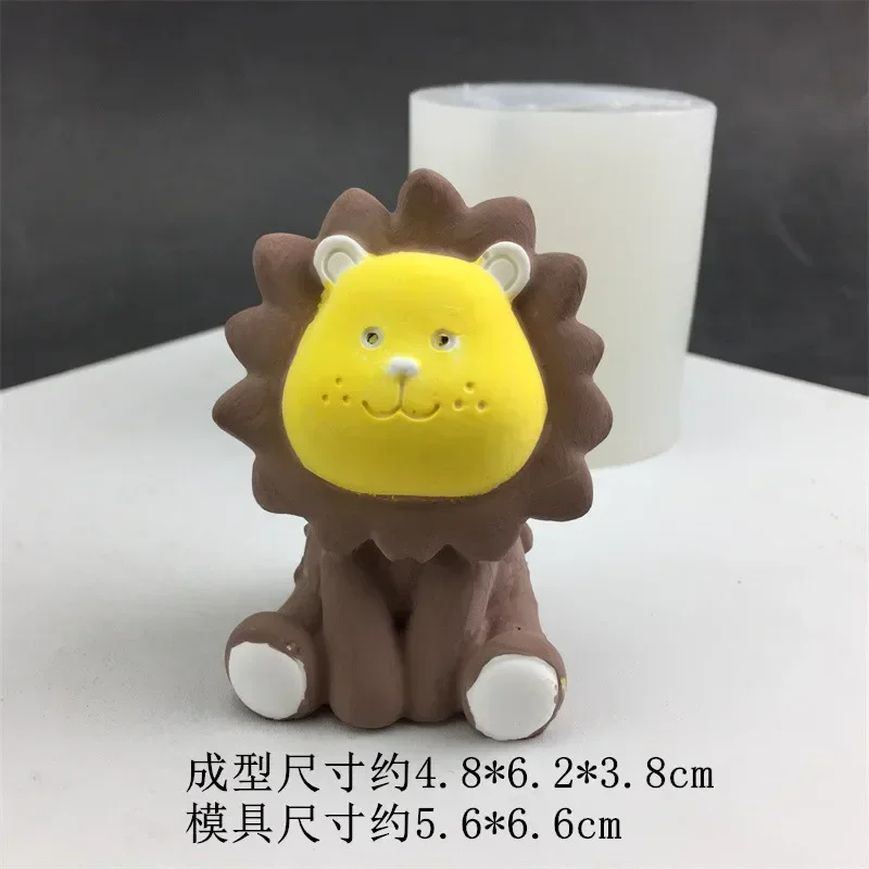 3D Lion Silicone Mold Handmade DIY Small Animal Aromatherapy Candle Plaster Soap Chocolate Cake Baking Mould Holiday Gift Making
