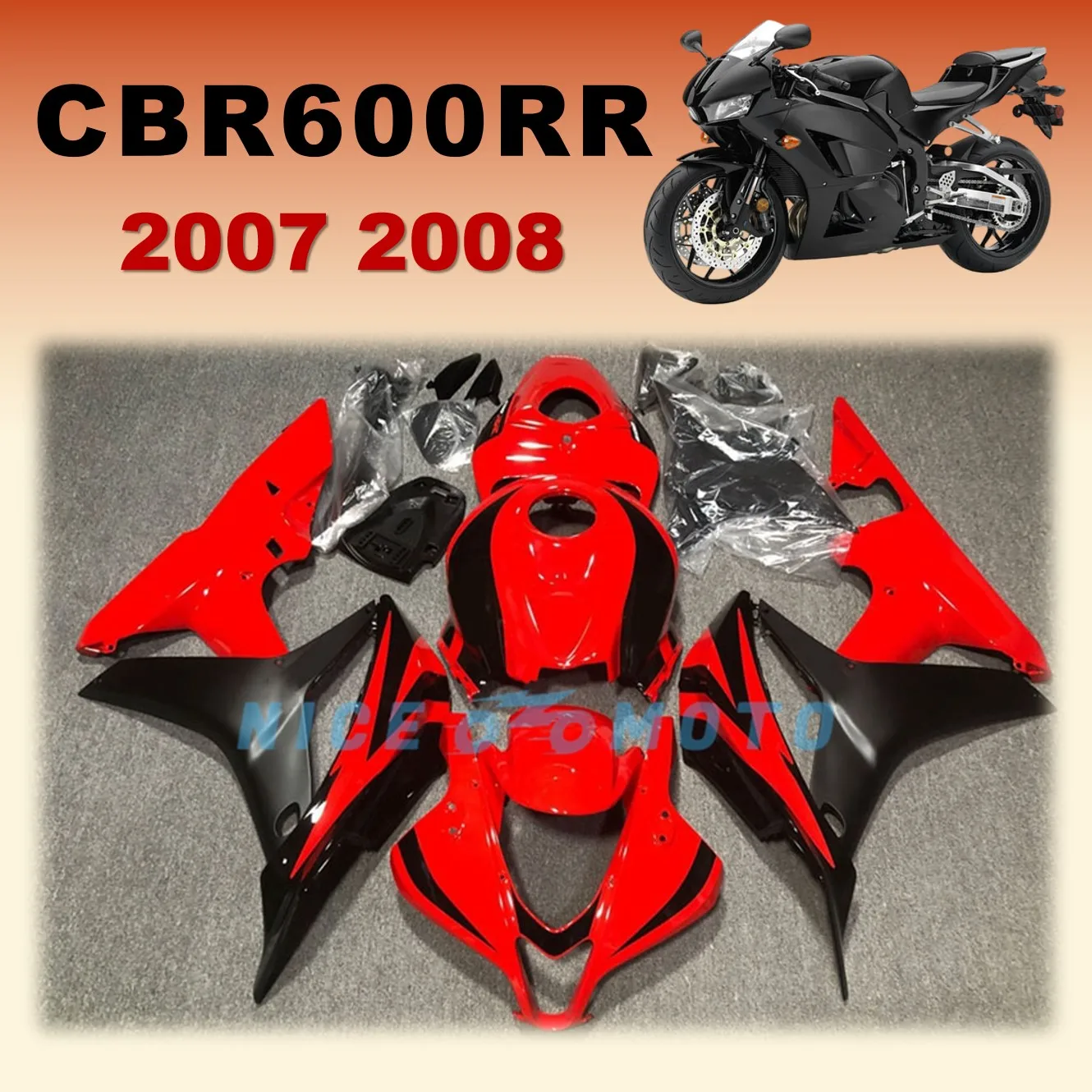

Аксессуары для мотоциклов, комплект обтекателей для CBR600RR F5 2007 2008 cbr 600rr 07 08, красный, черный, высококачественный кузов под давлением