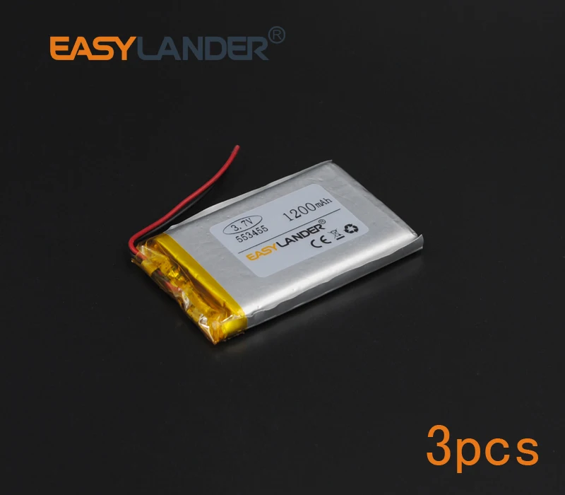 

3pcs/Lot 3.7V 1200mAh 553455 Rechargeable li Polymer Li-ion Battery For Mp3 Mp4 PAD DVD DIY bluetooth Vedio Game toys mobile