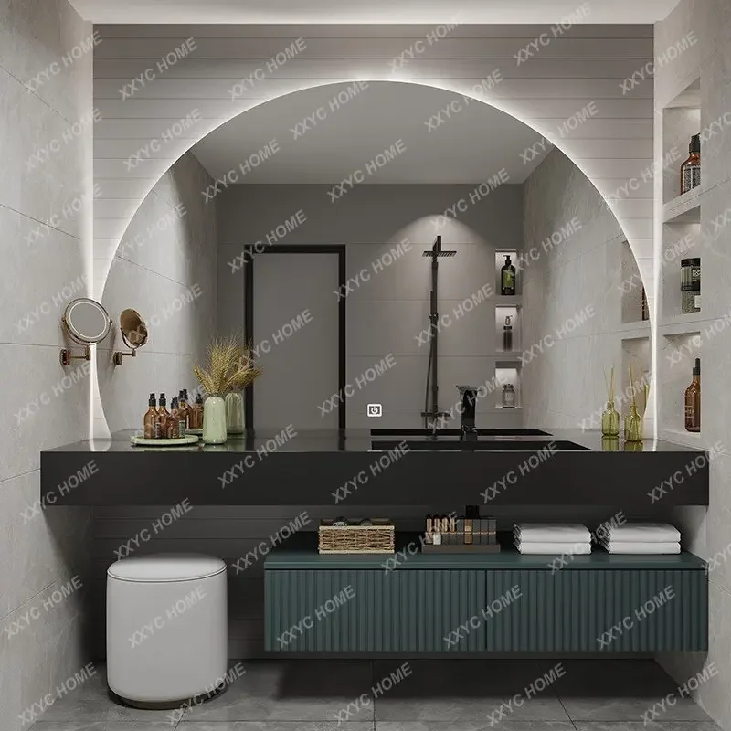 Stone Plate Whole Washbin Bathroom Cabinet Combination Simple Modern Bathroom Table Washbasin Cabinet