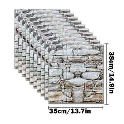 10-Pack Self-Adhesive 3D Foam Wall Stickers - Waterproof Peel-and-Stick Brick Wallpaper - 10PCS (G)