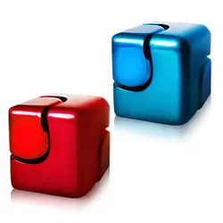 Premium Metal Fidget Spinner Cube - Ultimate Stress Relief and Sensory Desk Gadget (1Red1Blue)