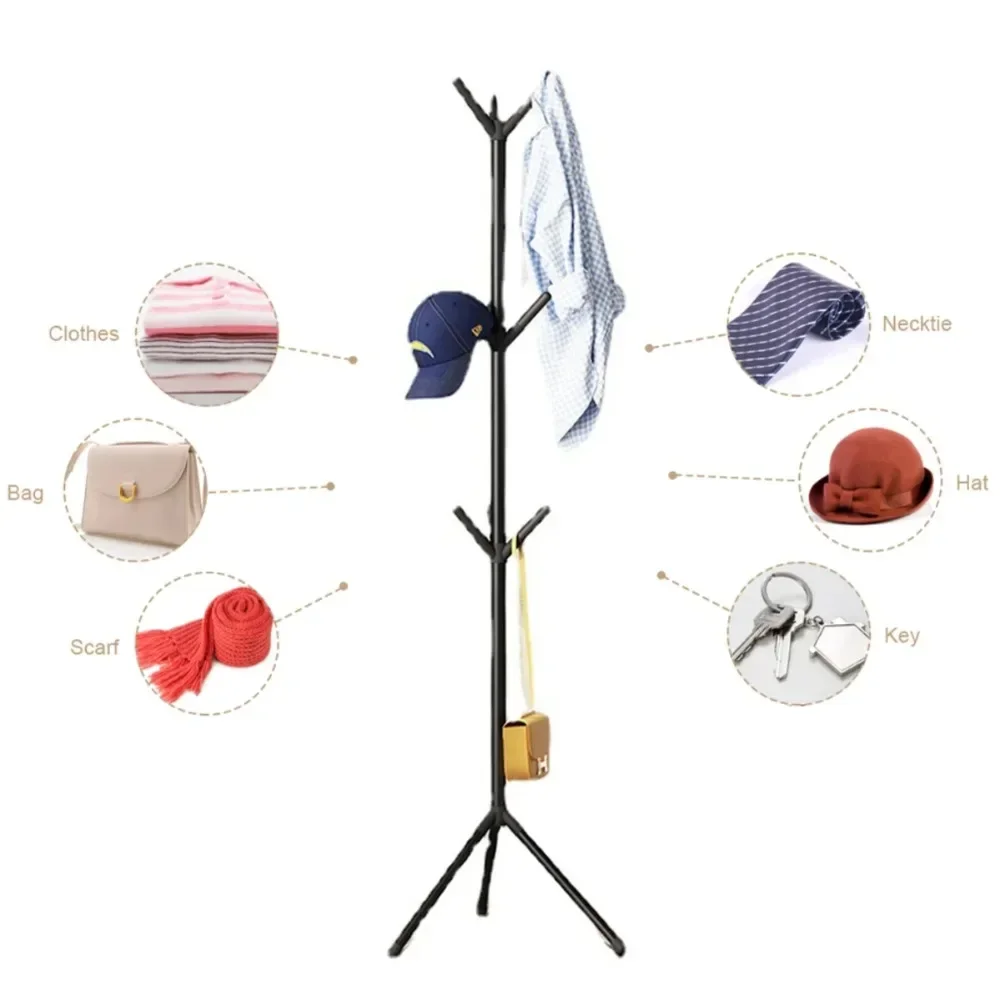 Clothes Rack Stand Tree Branch Shape Multi Hook Mobile Convenient For Home Living Room Dormitory Storage