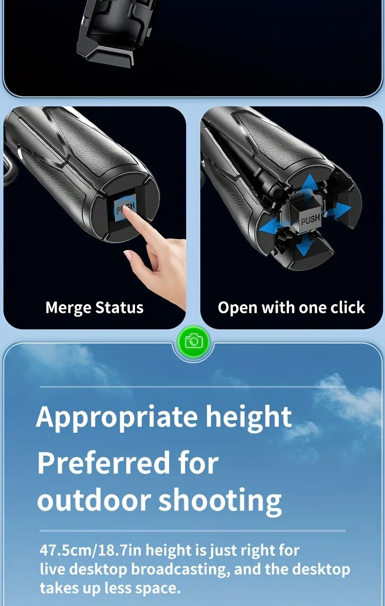 Faltbarer magnetischer Handyhalter & Selfie-Stick mit kabelloser Fernbedienung, 360° drehbare Halterung, kompatibel mit_voghion.com