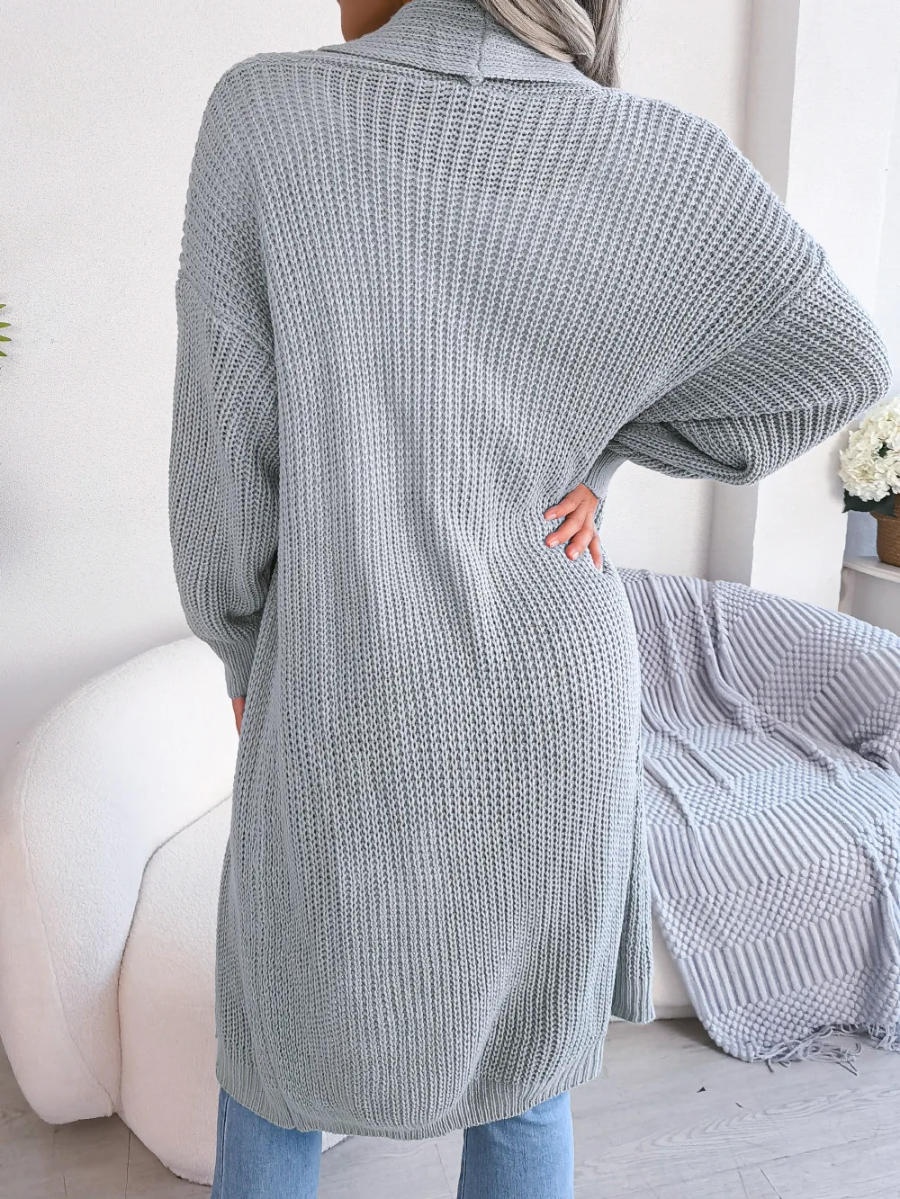 Spring And Autumn Women's Casual Versatile Lapel Long Cardigan Sweater Coat Female & Lady Fashion Solid Color Jackets