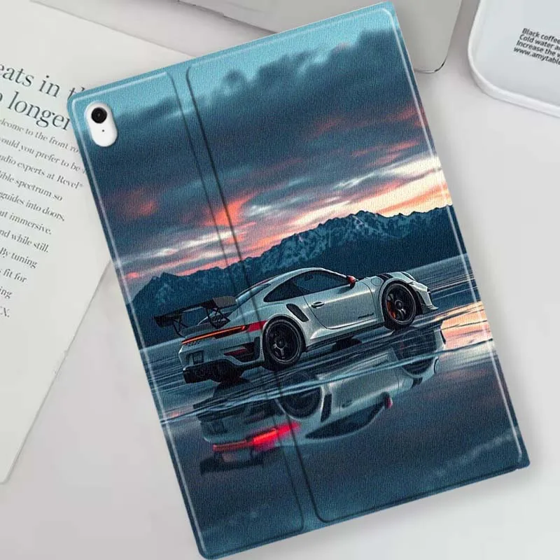 Silver Sports Car Mountain Soft Tablet Case with Pen Tray