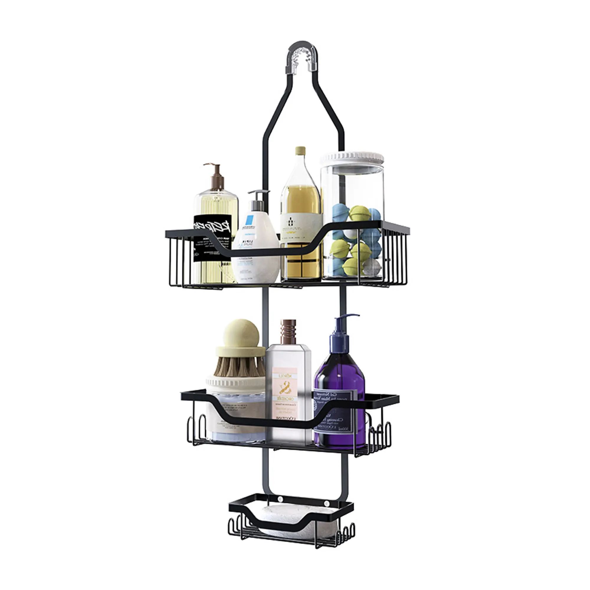 Shower Caddy Over the Head Hanging Shower Caddy with Hooks, Shower Head Caddy with Soap Basket, Hanging Shower Shelves 2