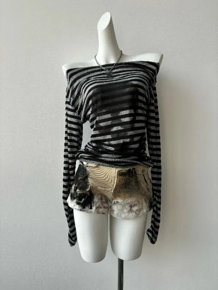 ตัวเลือกสินค้า เสื้อยืดวินเทจผู้หญิง ลายกราฟิก แขนยาว แนว Punk Gothic