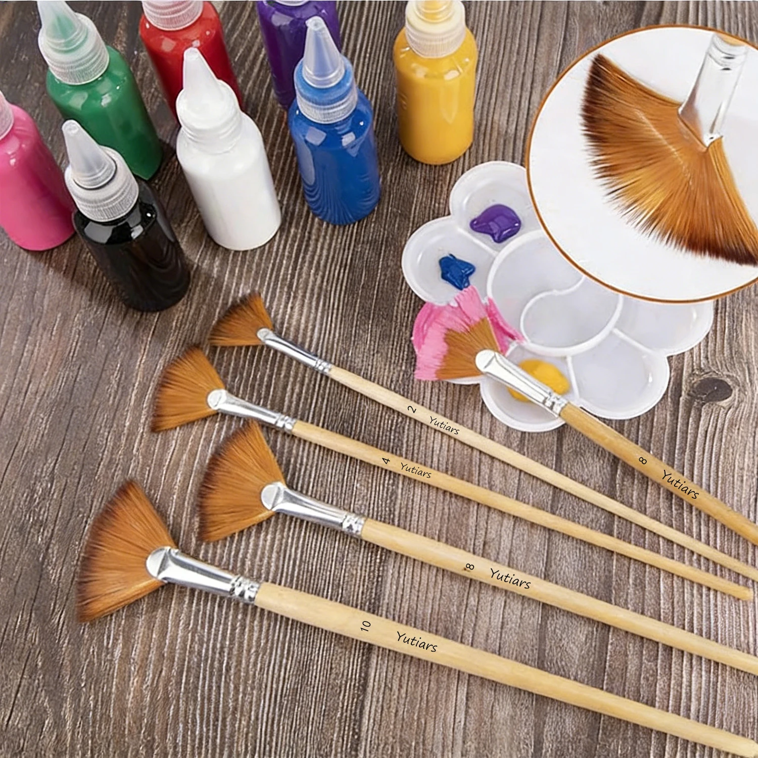 전문가용 페인트 브러쉬 5개 팬 페인트 브러쉬 아티스트용 나일론 브러쉬 아크릴, 수채화 및 유화용