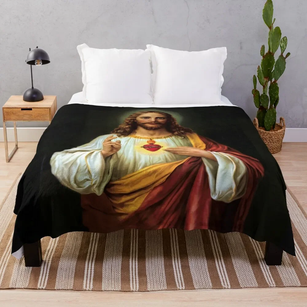 

Sacred Heart of Jesus Catholic Traditional Throw Blanket Warm blankets and throws Polar Blankets