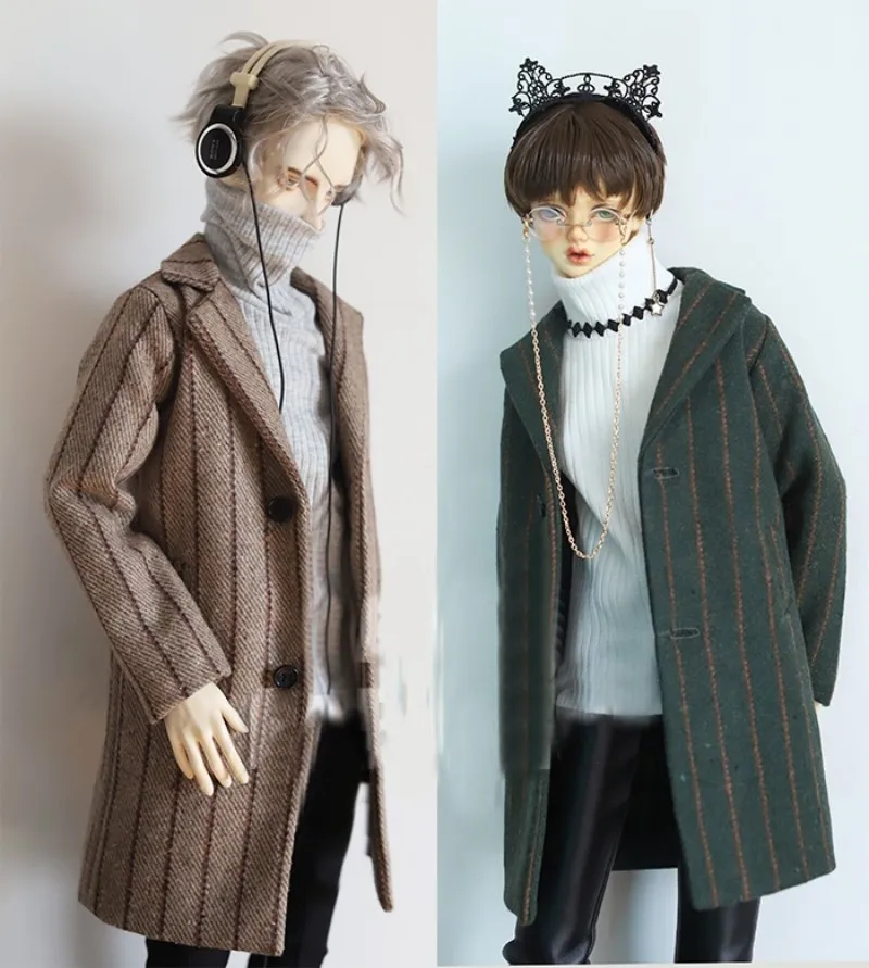 

BJD Doll clothes suitable for on 1/3 1/4 Uncle size Classic striped coat wool top Coat Doll accessories