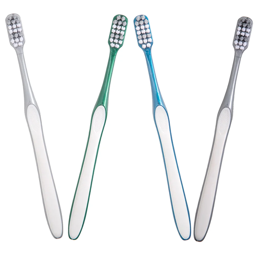 

4 Pcs Men's Toothbrush Brushes Hard Adult Cleansing Large Head Toothbrushes Manual