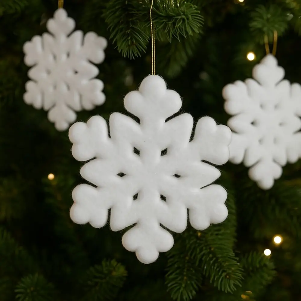 White Christmas Snowflake Pendant Flocking Realistic Artificial Christmas Snowflake Simulation Christmas Tree Decoration