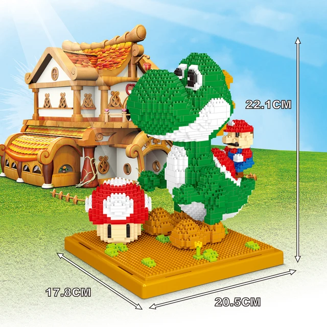 Micro Building Blocks Toys Cartoon Mini Figures Yoshi Mario DIY Small Particle Blocks Game Kids Gifts 6