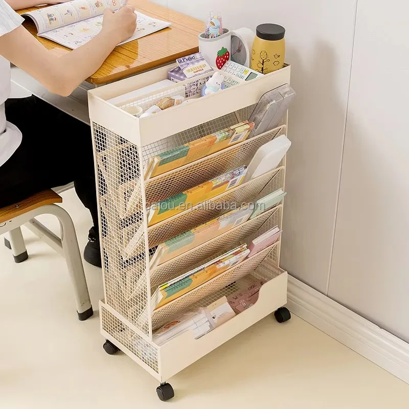 Versatile Book Storage with Wheels Multi Layer Modern Bookshelf Organizer for Kids Adults Living Room School Durable Space Savin