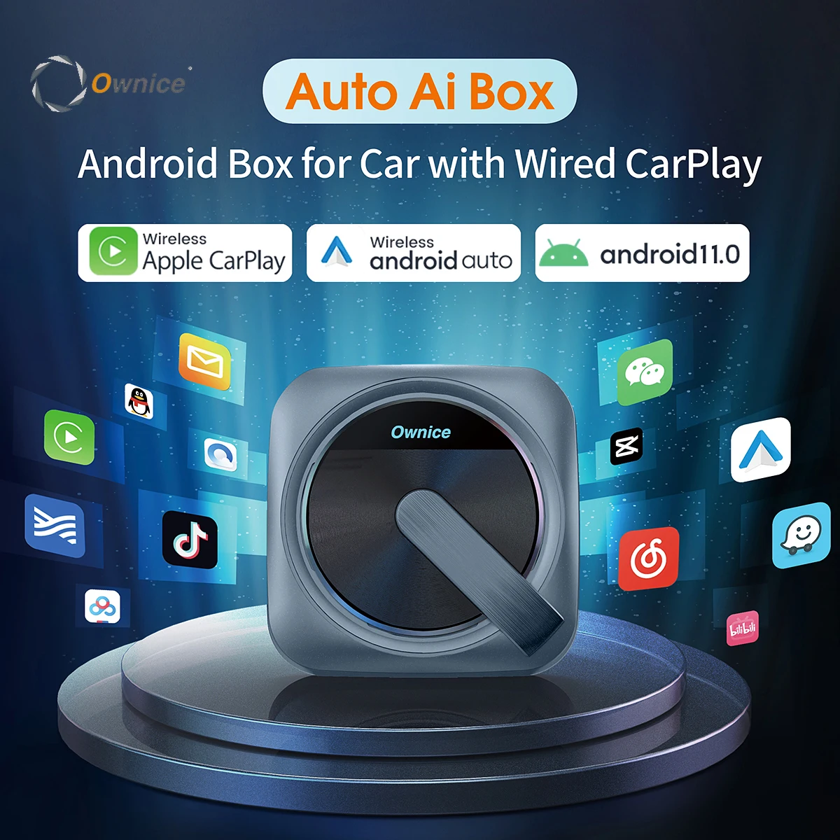 Ownice A0 Android 11 Caixa De Ia Para Apple Carplay Sem Fio Adaptador Inalambrico Ai Streaming