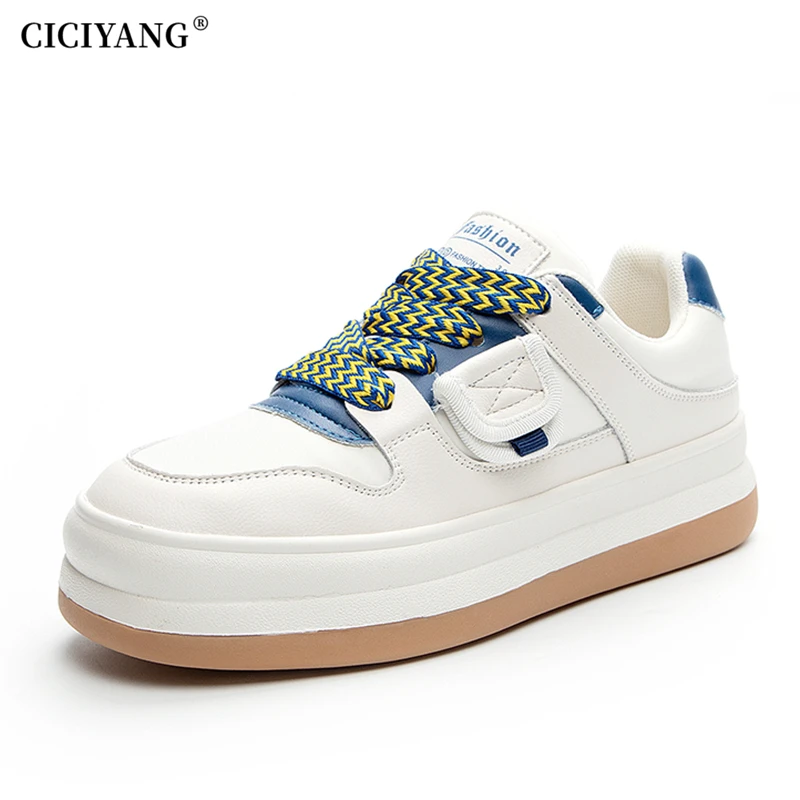 

CICIYANG Casual Sneakers Women Top Quality Genuine Leather Platform Round Toe Brand Luxury Dad Shoes Korean Rubber Sole Running