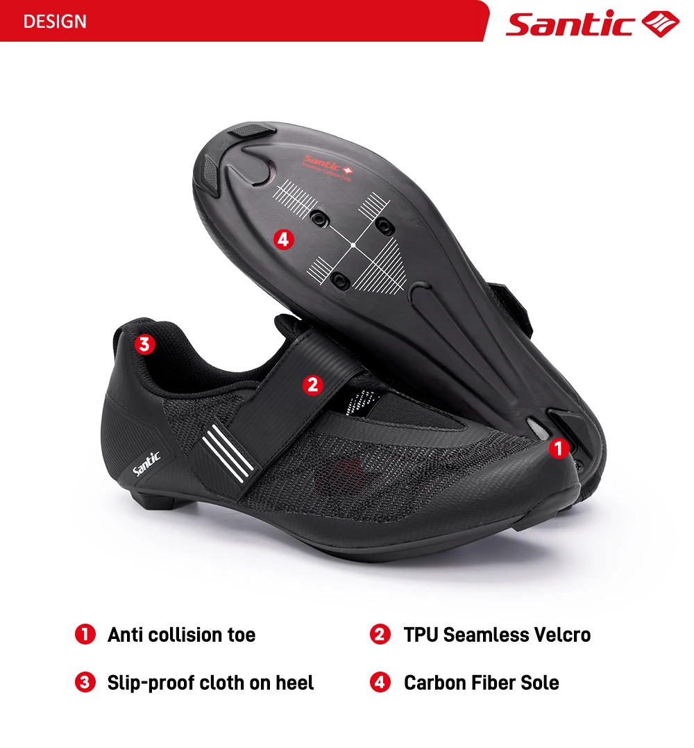 Santic Triathlon Fahrradschuhe Unisex Hardness12 Carbon Fiber Laufsohle Fahrradschloss Schuhe Schnellverschleiß Straßenreiten Radfahren Sneaker – Detail 7