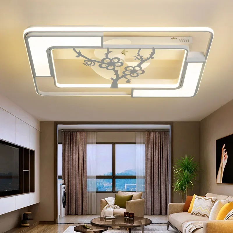 Nordic modern ceiling fan light invisible remote control ceiling light residential living room bedroom fan LED
