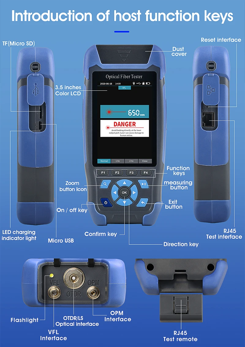 AUA900D/900A 60KM OTDR Fiber Optic Cable Tester Multi-functional Optical Time Do