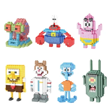 SpongeBob SquarePants Diamond Building Blocks Krabs Patrick Star Gary Squidward Plankton 3D Model Mini Brick Figure Toy for Gift 1