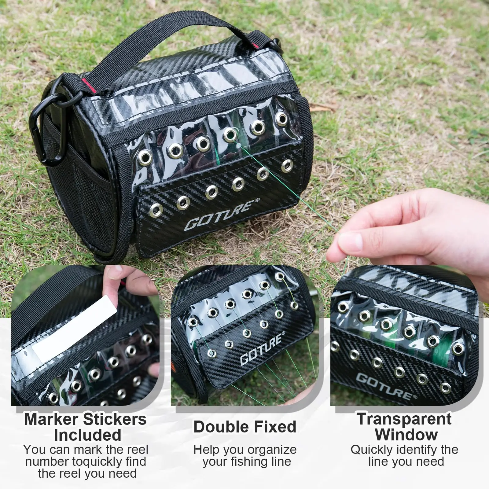 Goture 3-6 منفذ ثقوب خيط صنارة الصيد حقيبة التخزين...