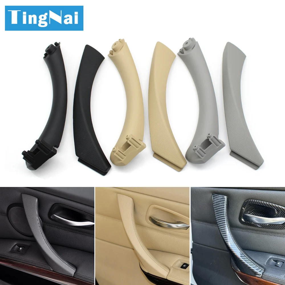 Geloo Deurgreep voor binnen, reservedeurgreep, compatibel met binnendeuren, compatibel met BMW 3-serie E90/E91, deurgreep binnen rechts, linkervoordeur, handgreep en greepbekleding LHD (zwart LHD, set van 3