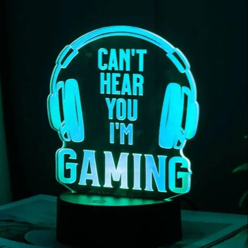 

Nighdn Gaming Room Decor 3D Night Lights 7 Colors Changes Illusion Lamp Headset Graphic Gamer Gift Christmas or Birthday Gifts