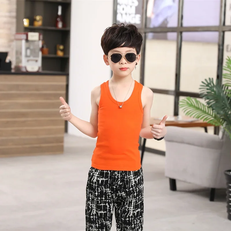 Children Tanks Summer Tops Wear Kid Boy Girl 100% Cotton Sports Vest Waistcoat Clothes Camisoles Kids Girls Casual Vests Outfits kids tops sport tank tops