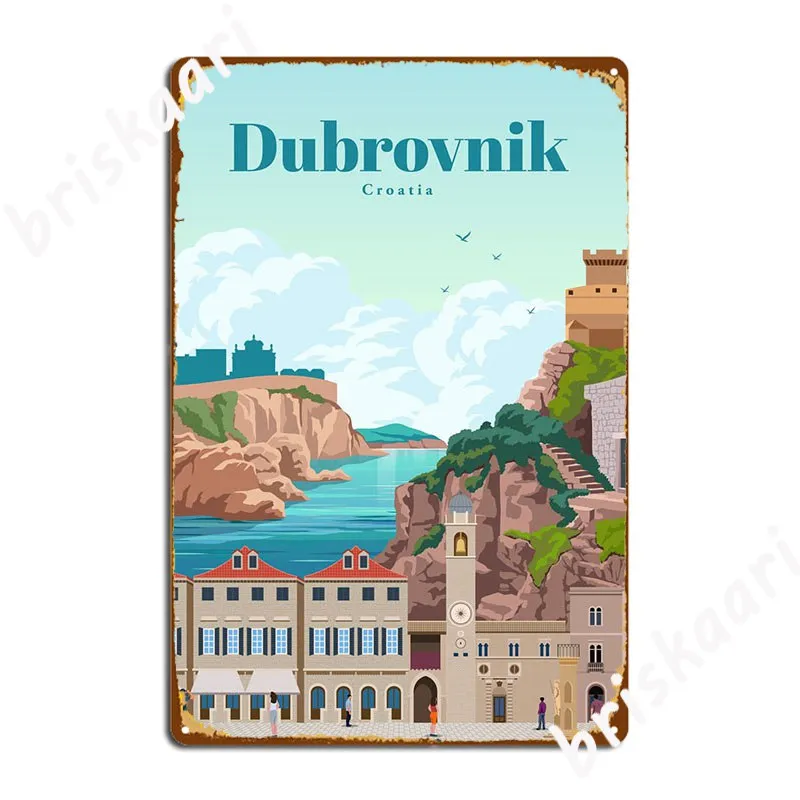 

Travel To Dubrovnik Poster Metal Plaque Mural Painting Club Bar Custom Club Tin Sign Poster