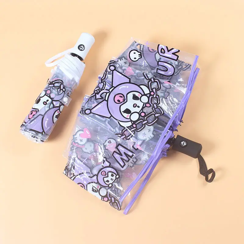 Olá Kitty Guarda-chuva Dobrável Portátil, Kuromi Y2K Anime Menina  Transparente Boneca Parasol Imprimir, Presente Kids