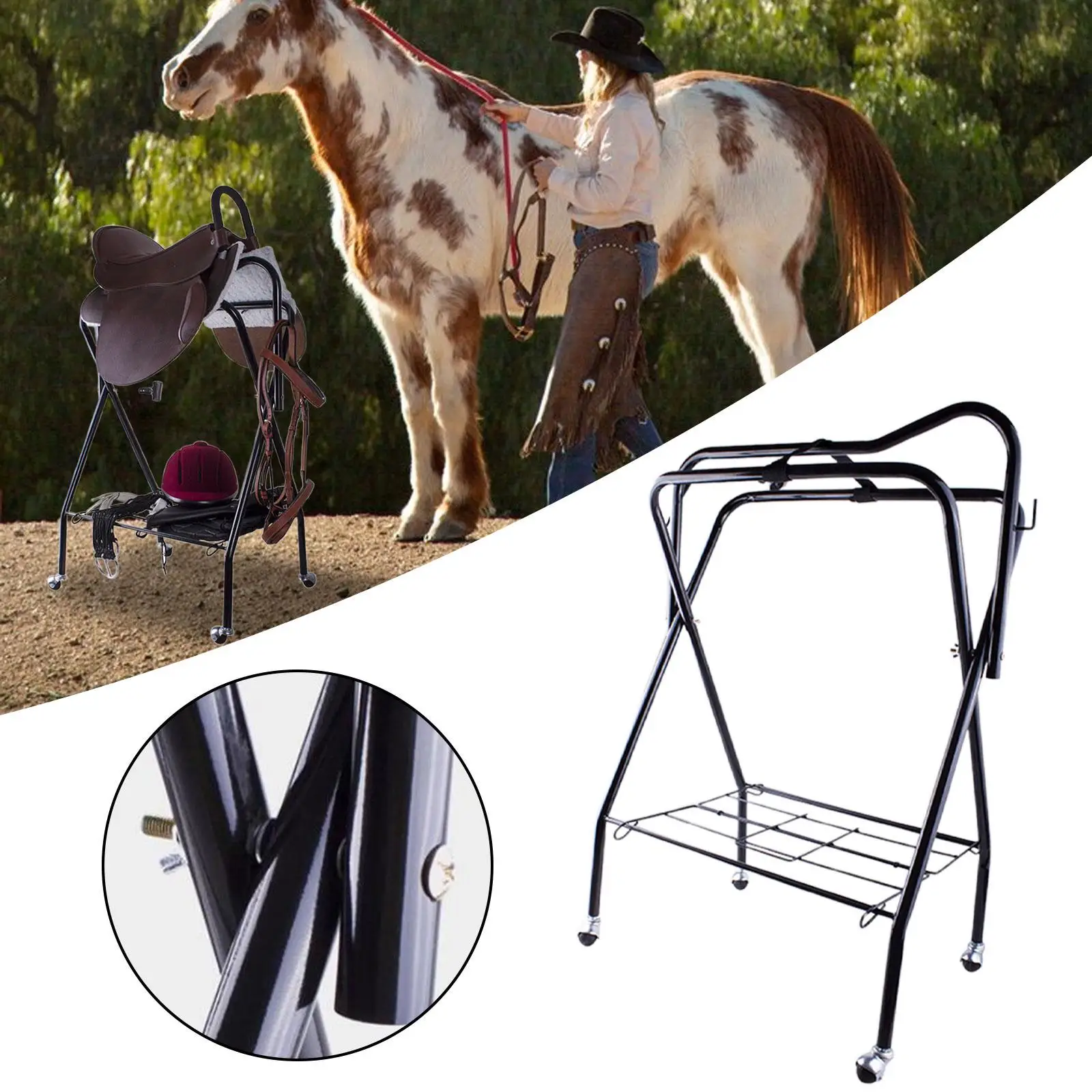 Portable Saddle Rack for Horse Trailer Saddle Stand Accessories Heavy Duty Equipment Saddle Organizer Saddle Holder for Farm 4